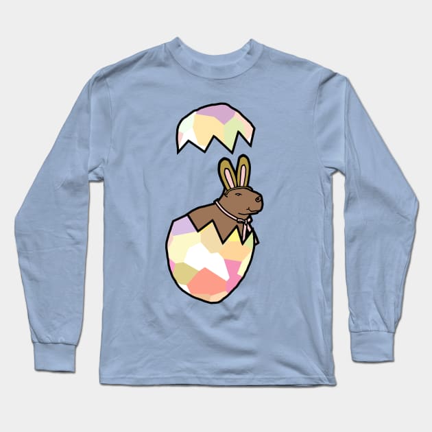 Capybara in Bunny Ears Funny Easter Egg Long Sleeve T-Shirt by ellenhenryart